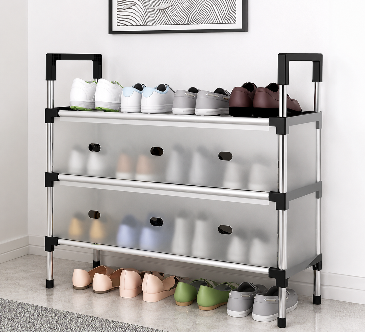 Premium Foldable Shoe Organizer Rack – Smart Space-Saving Footwear Storage Solution