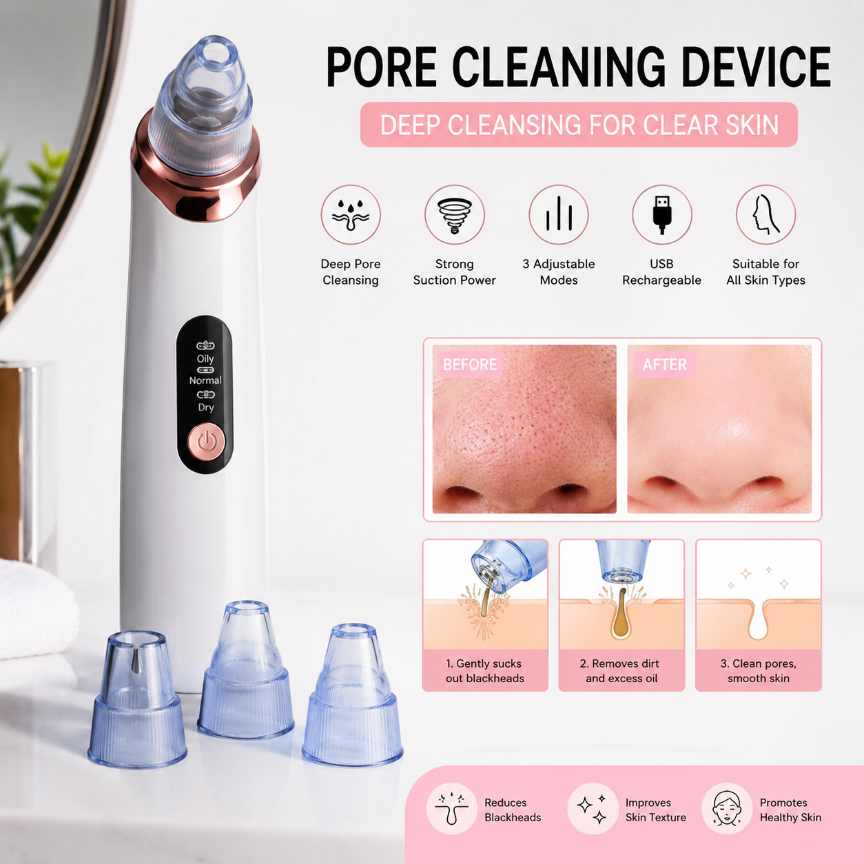 Deep Pore Vacuum Cleaner – Electric Blackhead & Pore Cleaning Device